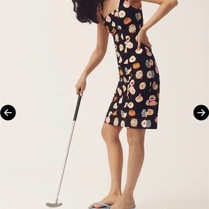 Maeve Danielle Kroll makeup vanity mirror pattern dress